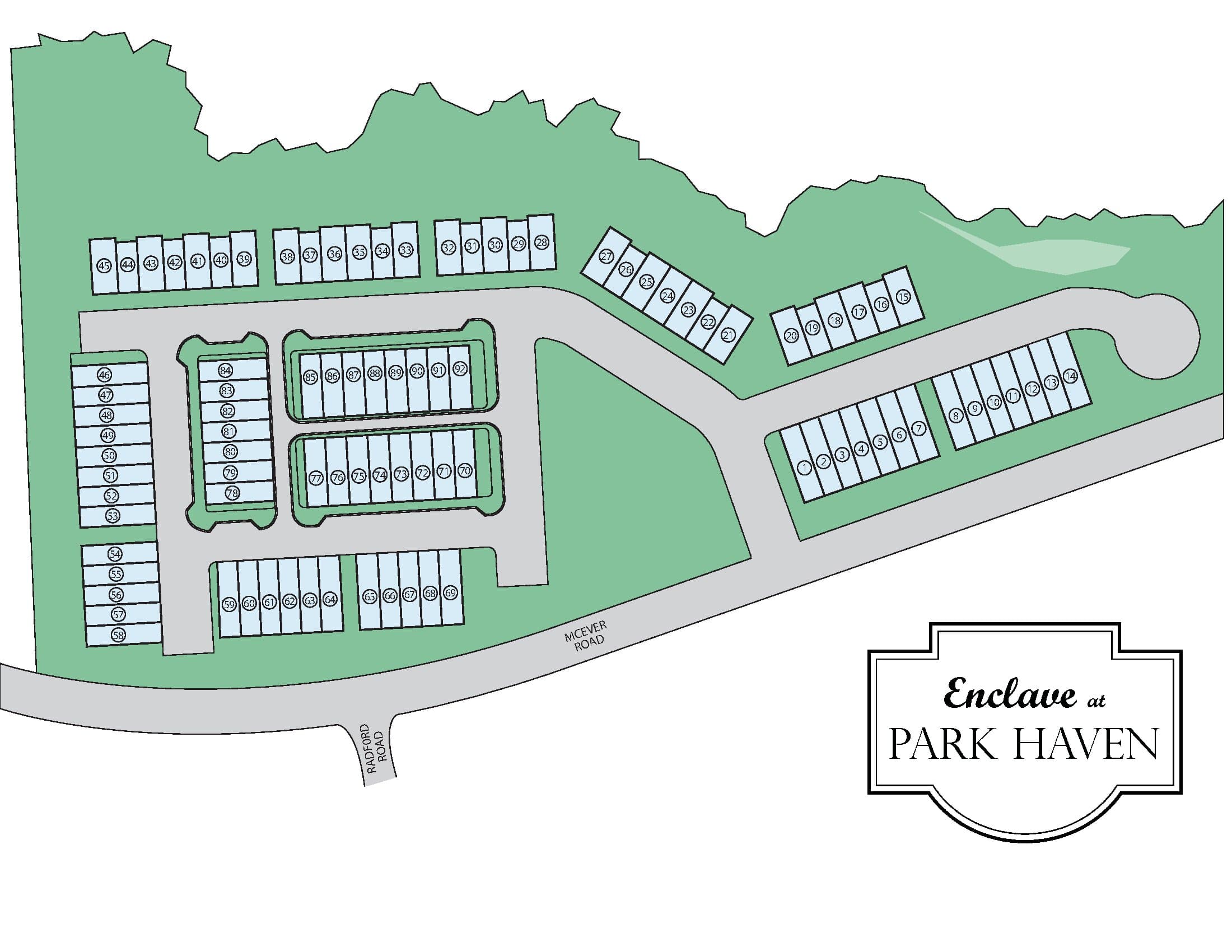 Site plan for The Enclave at Park Haven