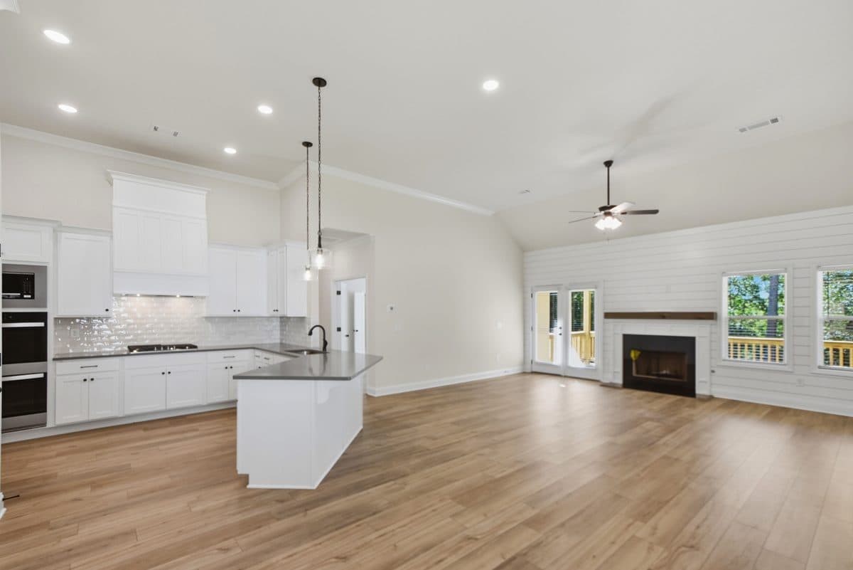 Family room and kitchen
